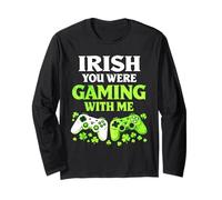 Irish You Were Gaming with Me Funny St Patrick's Day Gamer Maglia a Manica