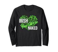Irish You Were Nudo St Patricks Day Cuore Trifoglio Trifoglio Maglia a Manica