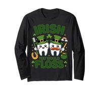 Irish You Would Floss Funny Dental St Patricks Day Maglia a Manica