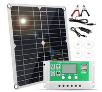 Irishom Kit Pannello Solare monocristallino da 20 Watt 12 Volt + regolatore di Carica PWM 10A + Clip per Batteria 22% ad Alta efficienza per Sistema off-Grid per rimorchio Barche Camper