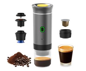 Irishom Macchina da caffè portatile per auto, 3 in 1, senza cordless Electric Coffee Maker Work with Capsule and Ground Coffee 15Bar Mini Cold Brew and Heating Coffee Maker with 150ml Cup