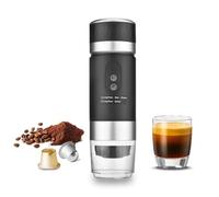 Irishom Macchina per caffè espresso elettrica portatile, Macchina da caffè 3 in 1, Compatibile con Piccole Capsule, Grandi Capsule e Caffè macinato, per viaggi, campeggio e auto(Nero)