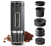 Irishom Macchina per caffè espresso elettrica portatile Riscaldamento senza fili Mini macchina per caffè monodose da 3 once con polvere di caffè 3-IN-1/Capsule N/Contenitore capsule DG 92 ℃ Smart Brew