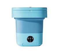 Irishom Mini Lavatrice Portatile da 8 Litri con sterilizzazione UV Asciugatrice Pieghevole con cestello di Scarico Tubo di Scarico per Custodia da Viaggio, Blu