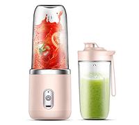 Irishom Mixer Smoothie Maker, frullatore portatile, Frullatore per smoothie da portare con 2 bottiglie da 450 ml, Adatto per famiglie, campeggio e sport, Rosa