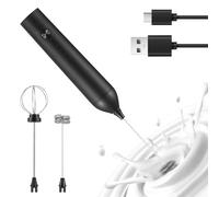 Irishom Schiumatore Elettrico per Latte, Ricaricabile, Portatile, con 3 Livelli di velocità, Frusta Regolabile, Supporto per caffè, Panna, albume d'uovo, con 2 Teste in Acciaio Inossidabile