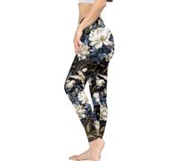 Irisjudy Leggings da donna a lunghezza intera, etnici geometrici a vita alta, elastici per allenamento, comodi pantaloni da yoga a forma di coccinella, taglie forti, Fiori di peonia bianca, L