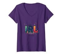 IRL: Entra nella Realtà - Avventura Urbana Colorata Maglietta con Collo a V, Donna, Viola, M