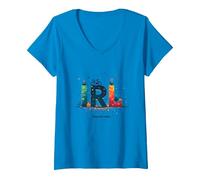 IRL: Entra nella Realtà - Avventura Urbana Colorata Maglietta con Collo a V, Donna, Zaffiro, XL