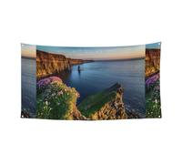 Irlanda all'aperto County Clare The Cliffs Birthday Banner, Holiday Background Banner (90 cm*180 cm), adatto per la decorazione del cortile atmosfera, squisito sfondo tenda panno da parete.