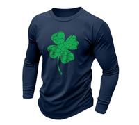 Irlanda Retro Design Camicia per gli Uomini Alla Moda Allentato Alla Moda Tinta Unita A Maniche Lunghe Girocollo T Shirt per Festival Irlandese, Marina Militare, L