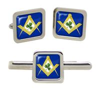 Irlandese Masons Massonico Quadrato Gemelli E Fermacravatta Set