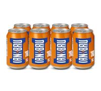 IRN-BRU Original Scottish Sparkling Soda, bevanda gassata aromatizzata agli agrumi - Bevanda analcolica frizzante aromatizzata, ricetta 32 gusti, lattine da 328,3 ml, confezione da 8