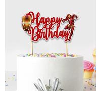 Irn Man Happy Birthday Cake Topper - Decorazione per feste a tema eroe dei fumetti per bambini - Topper per torta di compleanno per ragazzi e feste a tema Suprhero
