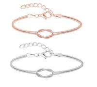 IRNUDENY Bracciale Infinito con Catena a Serpente e Nodo d'Amore, Braccialetti per Madre e Figlia, Regalo per Ragazze (2pcs-B)