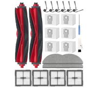iRobacc 24 Pezzi Kit Accessori per Roborock Q10 X5+ Robot Aspirapolvere, Parti di Ricambio con 2 Spazzole Principali, 6 Spazzole Laterali, 4 Filtri HEPA, 6 Sacchetti, 4 Panni per il Mop, 1 Spazzola