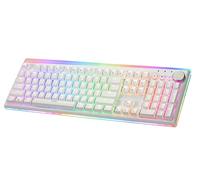 iRocks K71R Tastiera meccanica da gioco wireless RGB, switch Gateron marrone, PBT 107 tasti NKRO, retroilluminazione RGB, tastiera professionale per giochi e lavoro, doppia interfaccia wireless e