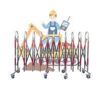 IROEJT Cancello di Sicurezza in Acciaio Inossidabile, Recinzione Mobile Pieghevole a Fisarmonica per Aree riservate, barricata Mobile espandibile Flessibile con Ruote，Silver 4.9x8.2in/1.5x2.5m