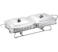 IROEJT Chafing Dish Quadrato in Acciaio Inox da 3,6 QT, Set scaldavivande per Buffet e Catering, teglia per Alimenti, Coperchio, Supporto Solido e Porta-combustibile, ，Silver