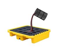 IROEJT Contenimento modulare delle fuoriuscite, Pallet di contenimento delle fuoriuscite per 2 fusti, Vassoio di Sicurezza Antiscivolo per fusti di Petrolio Industrial，Yellow 1 Pack 28.3