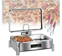 IROEJT Scaldavivande Elettrico con 3 Clip per Alimenti, riscaldatore per Buffet in Acciaio Inossidabile con Schermo Digitale della Temperatura 30-90 °C, fornello Self-