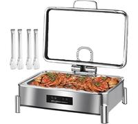 IROEJT Scaldavivande Elettrico per la conservazione Continua del Calore, riscaldatore per Buffet in Acciaio Inossidabile, Regolabile da 30 a 90 °C, fornello Self-servi