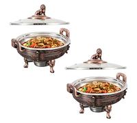 IROEJT Set di scaldavivande e scaldavivande, Set di Posate per Buffet Rotonde con teglia per Alimenti e Porta-combustibile, per Buffet da Pranzo per Feste in Cucina，2pack