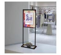 IROEJT Supporto da Pavimento per Cartello, Supporto per Poster bifacciale Scorrevole, Supporto per cartelloni da Pavimento per Uso intensivo, per Interni, supermercati，Black 44x68cm
