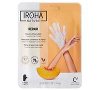Iroha Nature - Guanti Maschera Riparatori | Pesca e Burro di Karité | Idratazione e Riparazione per Mani Danneggiate e Screpolate | Vegano e 93% Ingredienti Naturali | Sachet 20ml 2 Uds