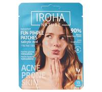 Iroha Nature - Patch di grano DIVERTENTI | Acido Salicilico, Tea Tree e Centella Asiatica | Elimina i brufoli in modo rapido ed efficace | Formato cuori e stelle | Confezione da 15 unità