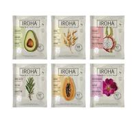 IROHA NATURE - SET 6 Maschere Viso in Tessuto Natural Extracts | Avocado, Albero del Tè, Rosa Canina, Papaia, Pitaya e Avena | per Pelle Sana e Idratata