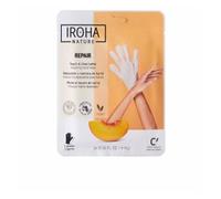 Iroha Nature - Guanti Maschera Riparatori | Pesca e Burro di Karité | Idratazione e Riparazione per Mani Danneggiate e Screpolate | Vegano e 93% Ingredienti Naturali | Sachet 20ml 2 Uds