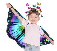 iROLWIN Ali di farfalla double face per bambini e bambine, costume da fata, mantello a farfalla, fascia per capelli, regalo di Halloween