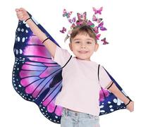 iROLWIN Costume double face con ali di farfalla per bambina, costume da fata, fascia per capelli a farfalla, regalo di Halloween