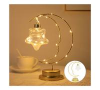Iron Art Christmas Night Light LED Moon-Shaped Lamp Glowing Christmas Desktop Ornament Personalized Christmas DecorativeLittle Stars