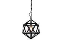 Iron Art Hollow Diamond Chandelier, Birdcage Geometric Creative V-Itage E27 Decorazione Bulbo Decorazione appenderla, lampada a ciondolo per villaggio della fattoria del soffitto retrò per la camera