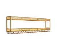 Iron Bar Liquor Shelf, moderno portaoggetti per vini a parete montata, scaffale a liquore con luce a LED, supporto per display per vino di ferro, porta d'altura con porta d'alimentazione, per