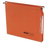 Iron Base® by Bertesi, Lotto di 25 Cartelle Sospese per Armadi, Porta-etichette Lenticolare già Montato, Interasse 33 cm, Fondo ad U 1,5 cm, Colore Arancio, Codice 064 M Beta 1 -A2