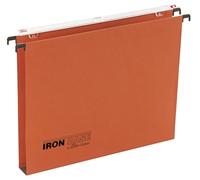 Iron Base® by Bertesi, Lotto di 25 Cartelle Sospese per Cassetti, Porta-etichette Lenticolare già Montato, Interasse 33 cm, Fondo ad U 1,5 cm, Colore Arancio, Codice 060/330 Beta 1 -A2