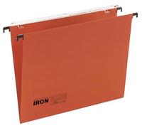 Iron Base® by Bertesi, Lotto di 25 Cartelle Sospese per Cassetti, Porta-etichette Lenticolare già Montato, Interasse 33 cm, Fondo a V, Colore Arancio, Codice 060/330 Beta -A2