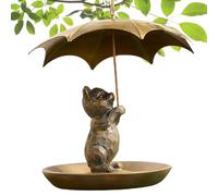Iron Bird Feeder, Squirrel Holding Umbrella Feeder, 3.94x3.94x3.54 Inches All Weather Design, Durable Animal, Outdoor Accessory with Exquisite Build, Feeding Station for Patios Lawns