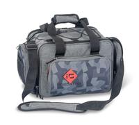 Iron Claw Mid Bag I, borsa da pesca in poliestere 400D, colore nero, 42 x 30 x 28 cm, con 5 scatole Vario, per attrezzatura da pesca e tackle, robuste tasche esterne e a rete