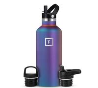 IRON °FLASK Borraccia da campeggio ed escursionismo, con 3 coperchi (coperchio con cannuccia stretta), a prova di perdite, isolamento sottovuoto, in acciaio inox, a doppia parete, per sport caldi e