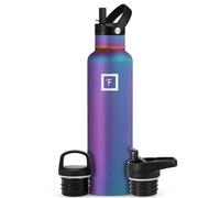 IRON °FLASK Borraccia da campeggio ed escursionismo, con 3 coperchi (coperchio con cannuccia stretta), a prova di perdite, isolamento sottovuoto, in acciaio inox, a doppia parete, per sport caldi e
