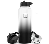 Iron Flask - Borraccia sportiva da 1,1 l, 3 coperchi (coperchi con cannuccia), in acciaio inox isolato sottovuoto a prova di perdite, a doppia parete, termica, in metallo