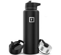 Iron Flask - Borraccia sportiva da 1,1 l, 3 coperchi (coperchi con cannuccia), in acciaio inox isolato sottovuoto a prova di perdite, a doppia parete, termica, in metallo