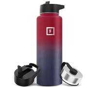 Iron Flask - Borraccia sportiva da 1,1 l, 3 coperchi (coperchi con cannuccia), in acciaio inox isolato sottovuoto a prova di perdite, a doppia parete, termica, in metallo