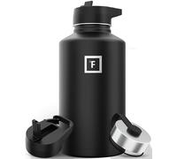 Iron Flask - Borraccia sportiva da 1,8 l, 3 coperchi (coperchi con cannuccia), in acciaio inox isolato sottovuoto a prova di perdite, a doppia parete, termica, in metallo