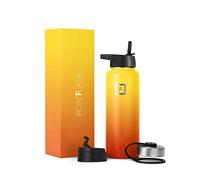 Iron Flask - Borraccia sportiva da 500 ml, 3 coperchi (coperchi con cannuccia), in acciaio inox isolato sottovuoto a prova di perdite, a doppia parete, termica, in metallo