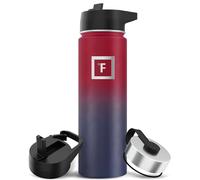 Iron Flask - Borraccia sportiva da 625 ml, 3 coperchi (coperchi con cannuccia), in acciaio inox isolato sottovuoto a prova di perdite, a doppia parete, termica, in metallo